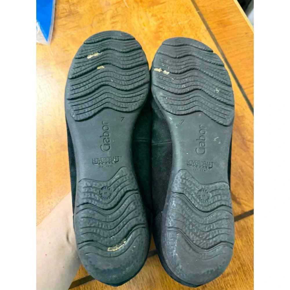 Gabor 7 Hovercraft Black Suede Cap Toe Ballet Flats Metallic Accent‎ 47.600.17